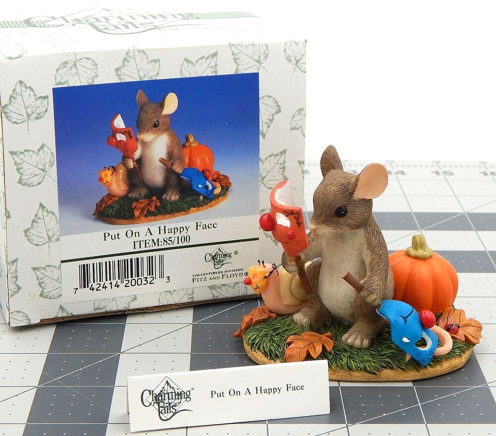 Charming Tails Put On A Happy Face Mouse Figure 85-100 Fitz Floyd Vtg
